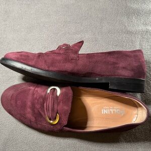 Pollini Purple Burgundy Loafers, Made in Italy